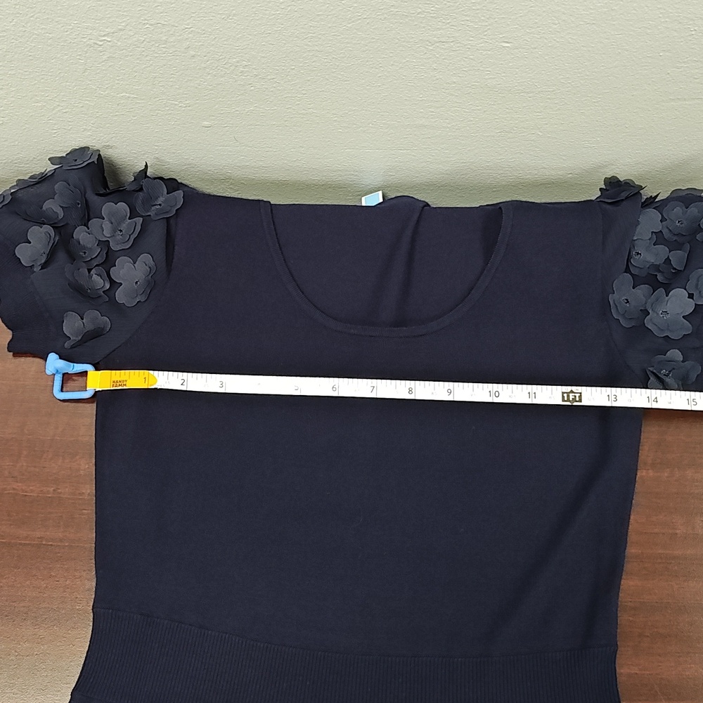 Draper James XS Nassau Navy Fleurette Sleeve Lightweight Sweater Dress NWT - Picture 5 of 13